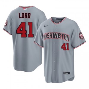 Men Brad Lord #41 Gray Stitched Jersey | WAS Nationals Authentic Baseball Gear 24640994