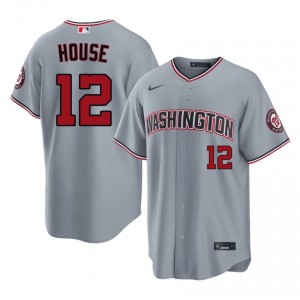 Men Brady House #12 Gray Stitched Jersey | WAS Nationals Authentic Baseball Gear 37063487