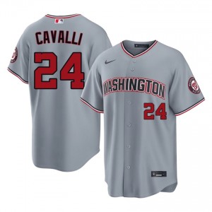Men Cade Cavalli #24 Gray Stitched Jersey | WAS Nationals Elite Baseball Gear 25492711