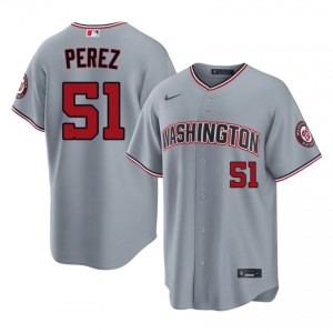 Gray Cionel Perez #51 WAS Nationals Baseball Stitched Jersey | Durable Men Fit 32445863