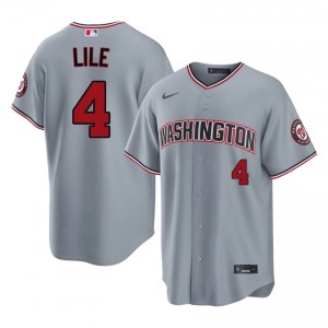 Gray Daylen Lile #4 WAS Nationals Baseball Stitched Jersey | MLB Men Fit 51327639