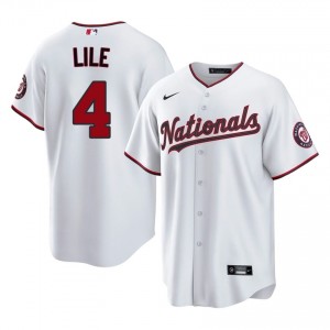 Daylen Lile #4 Washington Baseball Jersey | Official Men White Embroidery Edition 15347988