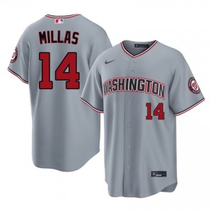 Men Drew Millas #14 Gray Stitched Jersey | WAS Nationals Elite Baseball Gear 78034699