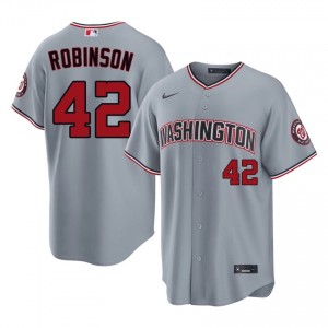 Men Jackie Robinson #42 Gray Stitched Jersey | WAS Nationals Elite Baseball Gear 38483197