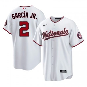 Luis Garcia Jr. #2 Washington Baseball Jersey | Official Men White Embroidery Edition 28388022