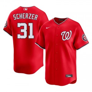 Professional Max Scherzer #31 Red Baseball Embroidery Jersey | Washington Men Collection Edition 37450537