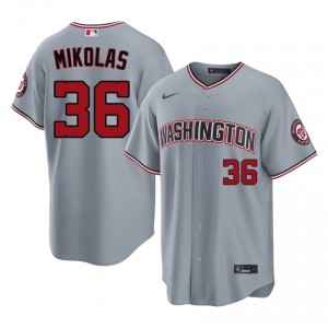 Gray Miles Mikolas #36 Washington Baseball Stitched Jersey | Original Men Fit 28449684