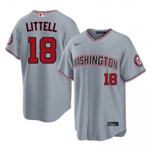 Gray Zack Littell #18 WAS Nationals Baseball Stitched Jersey | MLB Men Fit 86241847