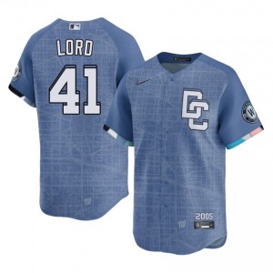 Blue Brad Lord #41 WAS Nationals Baseball City Connect Stitched Jersey | MLB Men Fit 31311052