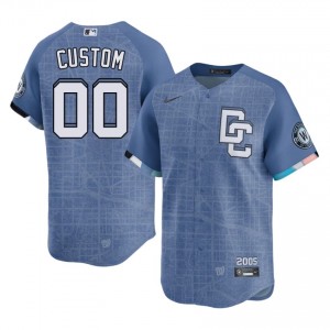 Men Custom #00 Blue City Connect Stitched Jersey | WAS Nationals Elite Baseball Gear 88508390