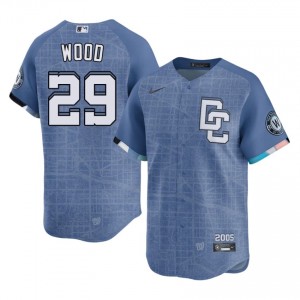 Men James Wood #29 Blue City Connect Stitched Jersey | WAS Nationals Authentic Baseball Gear 65408206