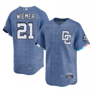 Blue Joey Wiemer #21 WAS Nationals Baseball City Connect Stitched Jersey | MLB Men Fit 69691215