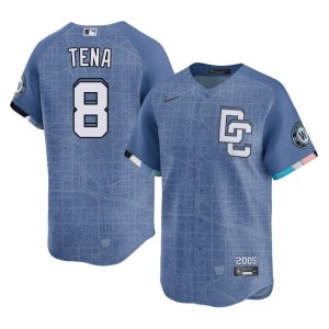 Men Jose Tena #8 Blue City Connect Stitched Jersey | WAS Nationals Elite Baseball Gear 90875367