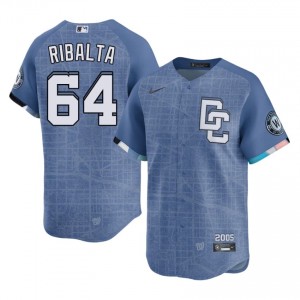 Men Orlando Ribalta #64 Blue City Connect Stitched Jersey | Washington Pro-Grade Baseball Gear 22932585