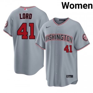 Exclusive Brad Lord #41 Gray Baseball Embroidery Jersey | Washington Nationals Women Collection Edition 82317241
