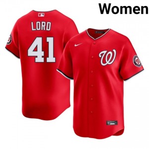 Nats Brad Lord #41 Red Women Jersey | Stitch Premium Baseball Uniform 72265831