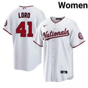 #41 Brad Lord Gameday Women Baseball Jersey | Nationals White Fan Gear 90250014