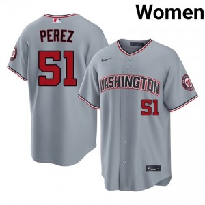 Cionel Perez #51 Washington Nationals Baseball Jersey | Fresh Women Gray Embroidery Edition 28518162