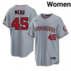 Curtis Mead #45 Washington Baseball Jersey | Official Women Gray Embroidery Edition 76839452