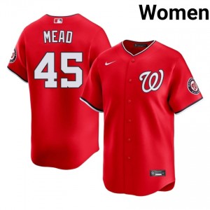 #45 Curtis Mead Gameday Women Baseball Jersey | Nationals Red Fan Gear 95480520