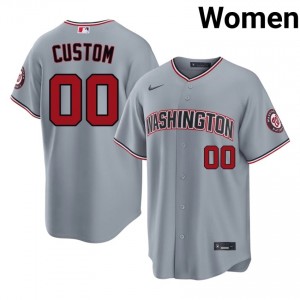 Custom #00 Washington Nationals Baseball Jersey | Fresh Women Gray Embroidery Edition 93009701