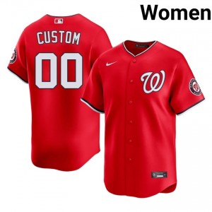 #00 Custom Officially Licensed Women Baseball Jersey | Nats Red Fan Gear 56875675