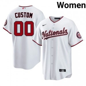 Nationals Custom #00 White Women Jersey | Stitch Licensed Baseball Uniform 76372105