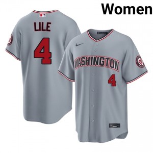 Daylen Lile #4 WAS Baseball Jersey | Classic Women Gray Embroidery Edition 76230170
