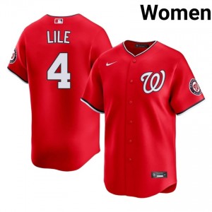 #4 Daylen Lile Genuine Women Baseball Jersey | Nationals Red Fan Gear 96561632