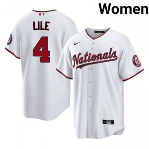 Nats Daylen Lile #4 White Women Jersey | Stitch Premium Baseball Uniform 47805390