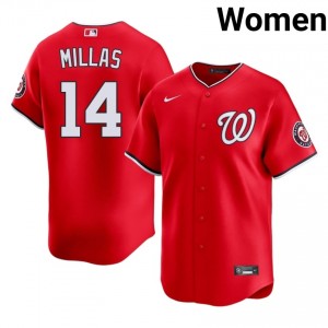 Nationals Drew Millas #14 Red Women Jersey | Stitch Replica Baseball Uniform 90543582