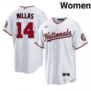 #14 Drew Millas Officially Licensed Women Baseball Jersey | Nats White Fan Gear 31215513