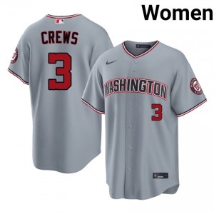 Professional Dylan Crews #3 Gray Baseball Embroidery Jersey | Washington Women Collection Edition 23577669