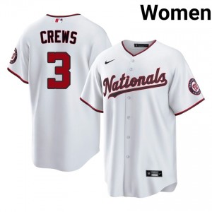#3 Dylan Crews Genuine Women Baseball Jersey | Nationals White Fan Gear 84275458
