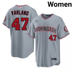 Gus Varland #47 Washington Baseball Jersey | Official Women Gray Embroidery Edition 38440424