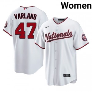 Nationals Gus Varland #47 White Women Jersey | Stitch Replica Baseball Uniform 30840959