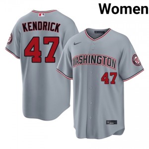 Exclusive Howie Kendrick #47 Gray Baseball Embroidery Jersey | Washington Nationals Women Collection Edition 20772263