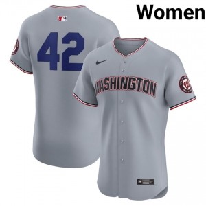 Professional Jackie Robinson Day #42 Gray Baseball Embroidery Jersey | Washington Women Collection Edition 57951860
