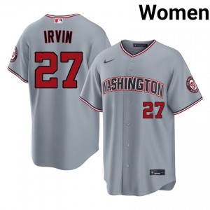Professional Jake Irvin #27 Gray Baseball Embroidery Jersey | Washington Women Collection Edition 32463114