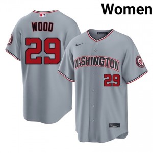 James Wood #29 Washington Baseball Jersey | Official Women Gray Embroidery Edition 24472994