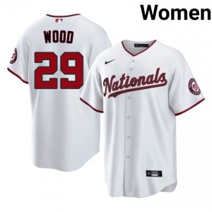 Nationals James Wood #29 White Women Jersey | Stitch Replica Baseball Uniform 65182523