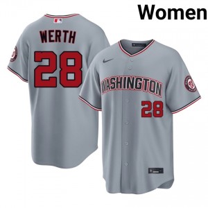 Jayson Werth #28 Washington Baseball Jersey | Official Women Gray Embroidery Edition 40745496