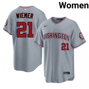 Exclusive Joey Wiemer #21 Gray Baseball Embroidery Jersey | Washington Nationals Women Collection Edition 78251584