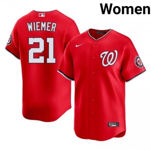 Nats Joey Wiemer #21 Red Women Jersey | Stitch Premium Baseball Uniform 45279878