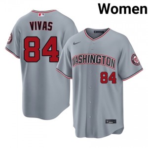 Professional Jorbit Vivas #84 Gray Baseball Embroidery Jersey | Washington Women Collection Edition 24158925
