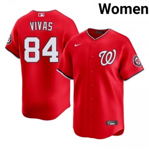 Nationals Jorbit Vivas #84 Red Women Jersey | Stitch Licensed Baseball Uniform 80673912