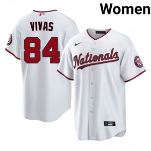 #84 Jorbit Vivas Genuine Women Baseball Jersey | Nationals White Fan Gear 95145944