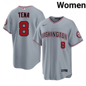 Jose Tena #8 Washington Nationals Baseball Jersey | Fresh Women Gray Embroidery Edition 47865945