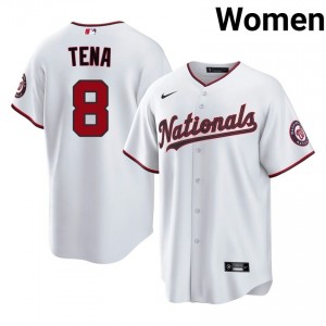 Nationals Jose Tena #8 White Women Jersey | Stitch Licensed Baseball Uniform 49431406