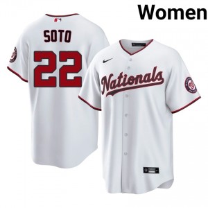 #22 Juan Soto Genuine Women Baseball Jersey | Nationals White Fan Gear 58839320